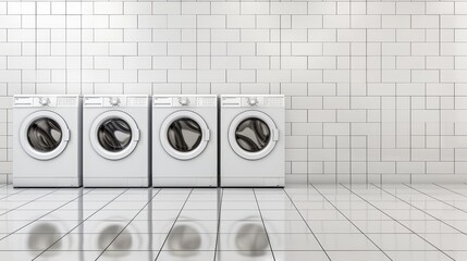 Row of washing machines poster with ample space for text placement to enhance your message