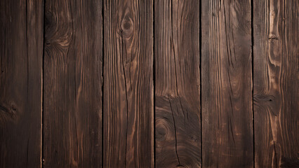 Fototapeta premium Rich, detailed close-up view of dark brown wooden planks arranged horizontally.