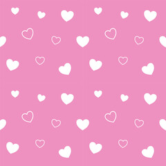 seamless pattern with hearts on pink background 