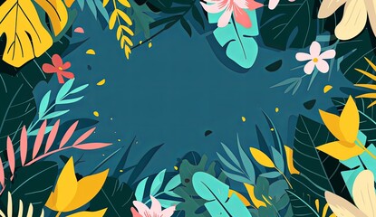 ilustración hojas y flores. estilo vector. 