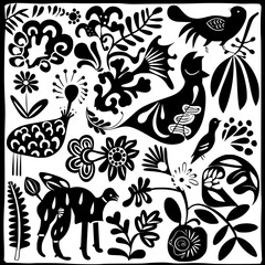 Fototapeta premium floral seamless pattern, pattern, flower pattern, geometric pattern, diagonal pattern, floral, flower, seamless, design, ornament, vector, decoration, art, wallpaper, leaf, illustration, black, style,
