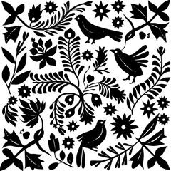 Fototapeta premium floral seamless pattern, pattern, flower pattern, geometric pattern, diagonal pattern, floral, flower, seamless, design, ornament, vector, decoration, art, wallpaper, leaf, illustration, black, style,