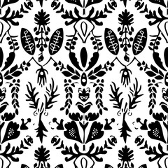 Fototapeta premium floral seamless pattern, pattern, flower pattern, geometric pattern, diagonal pattern, floral, flower, seamless, design, ornament, vector, decoration, art, wallpaper, leaf, illustration, black, style,