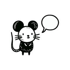 cute funny doodle mouse hand drawn vector illustration template design