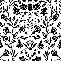 Fototapeta premium floral seamless pattern, pattern, flower pattern, geometric pattern, diagonal pattern, floral, flower, seamless, design, ornament, vector, decoration, art, wallpaper, leaf, illustration, black, style,
