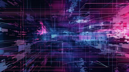 Obraz premium Abstract Digital Glitch Background with Distorted Lines and Pixels