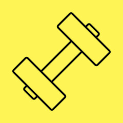 dumbbell icon simple, line vector isolated on yellow background. trendy and modern design