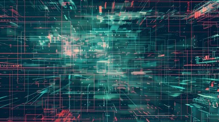 Naklejka premium Abstract Digital Glitch Background with Distorted Lines and Pixels