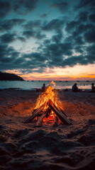 Fototapeta premium Campfire on a Beach at Sunset