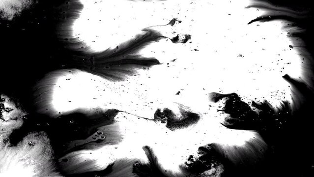 real footage Ink splatter brush stroke transition abstract ink brush slow motion blot, splat, fluid art, overlay, watercolor matte composition, spreading brush stroke ink transition splatter 

