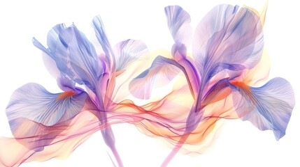 Fototapeta premium Vibrant Fractal Image of Iris Flowers in Abstract Digital Art with Soft Pastel Colors and Intricate Patterns