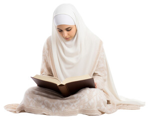 PNG Reading quran sitting adult white.