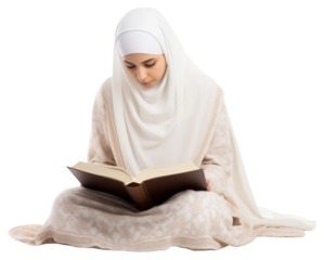 PNG Reading quran sitting adult white.