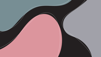 ABSTRACT DARK BACKGROUND WITH HAND DRAWN BLOB SHAPES AND LINES PASTEL FLAT COLOR VECTOR DESIGN TEMPLATE FOR WALLPAPER, COVER DESIGN, HOMEPAGE DESIGN, GRRETING CARD