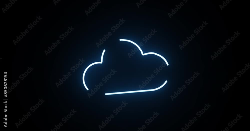 Poster Future, digital and neon for cloud computing, big data in information technology for cybersecurity, internet and network. Abstract, storage and deep web for icon outline, social media and light