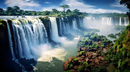 massive waterfall system on the country border UHD  Wallpaper