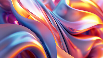 Fototapeta premium Abstract iridescent fabric waves
