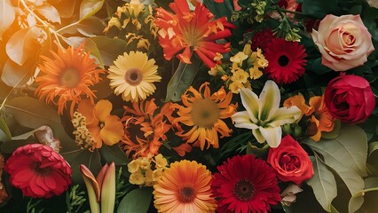 Summer flowers and leaves