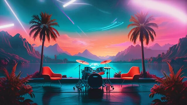 music background with nature, seamless looping virtual 4k video animation background.