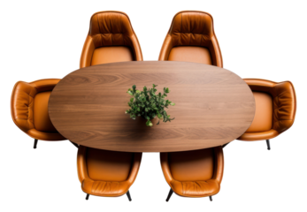 PNG Oval round table chair furniture brown.
