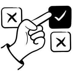 Hand pointing right answe