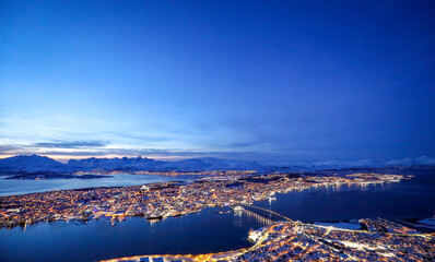 View of Tromso at night, Norway