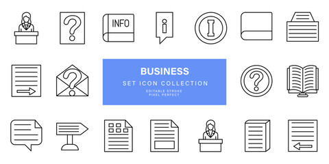 Set icon of business symbol simple outline vector design	