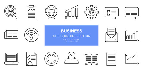 Set icon of business symbol simple outline vector design	