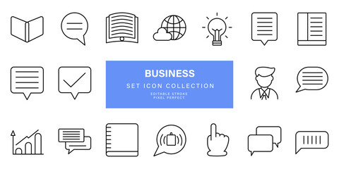 Set icon of business symbol simple outline vector design	