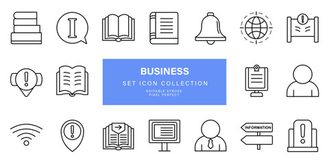 Set icon of business symbol simple outline vector design	