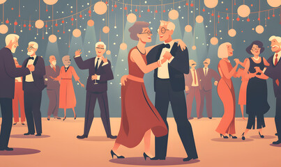 Elderly doing holiday activities happily and having fun.