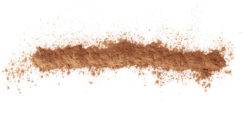Cinnamon powder line isolated on white, clipping path	