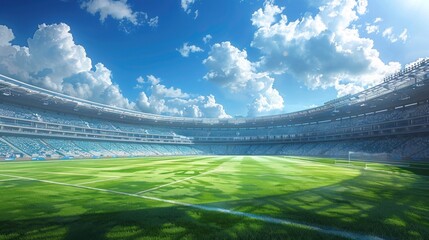 Fototapeta premium Sports Background with clouds on it,football stadium