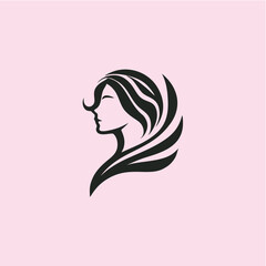 Woman face icon logo design vector template Stock Vector