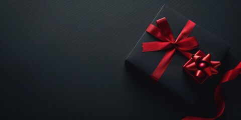 red and black gift box in dark background