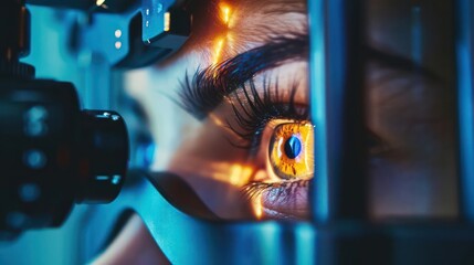 A closeup of a patients eye being scanned by a hightech retinal scanner for early detection of diseases