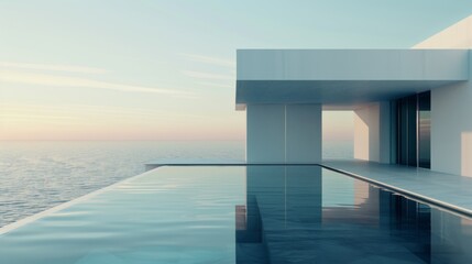 Fototapeta premium house minimalist design windows view sea
