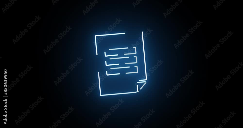 Aufkleber neon, light and letter icon on black background for animation, communication and digital document. a