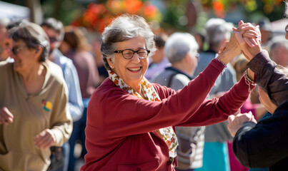 Fototapeta premium Elderly doing holiday activities happily and having fun.