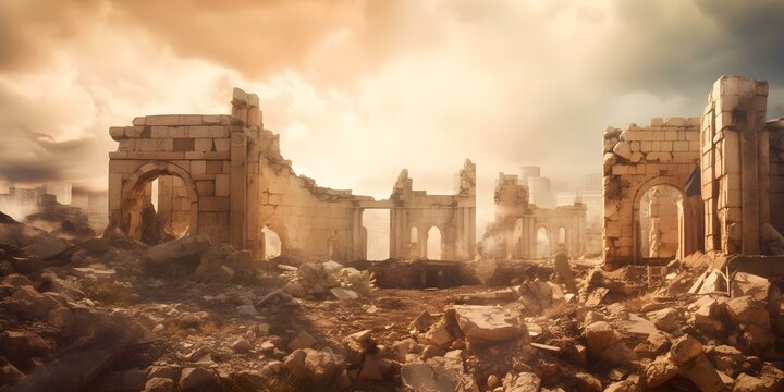 Destruction of Ancient Jewish Temples on Tisha B'Av. Concept Jewish History, Tisha B'Av, Ancient Temples, Destruction, Commemoration
