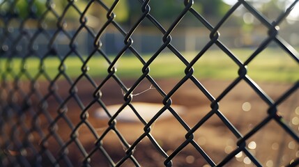 Fototapeta premium Intricate Metal Fence Enclosing Outdoor Space with Green Surroundings