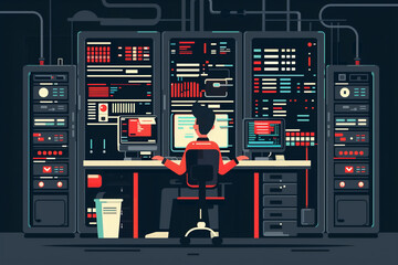 System Administrator Working In Server Room On July 28