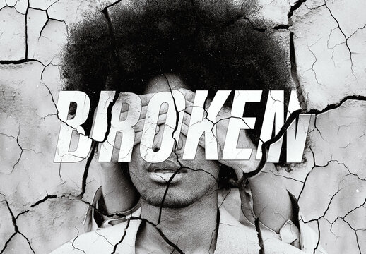 Broken Stone Photo Effect Mockup With Generative AI