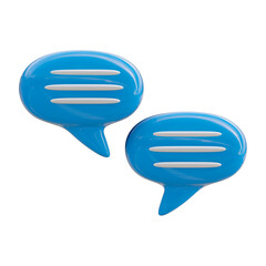 Blue 3D icon of chat bubbles isolated on white background. message and chat app symbol