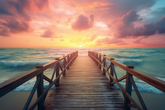 Fototapeta sunset on the pier
