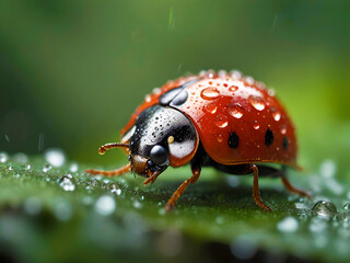Obraz premium closeup of a ladybug on a leaf in the wild