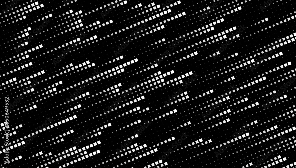 Aufkleber Abstract Digital Mosaic Grid Dots Halftone Tech Background Pattern. White Pixels Moving Fast on Grid. Hi-Tech Minimal Technology Design Texture. Digital Data Flow Transfer. Vector Illustration.