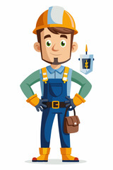 Male electrician illustration, white background