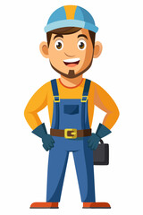 Male electrician illustration, white background