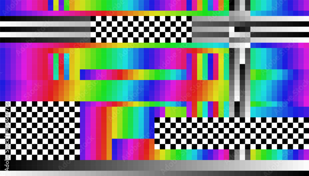Fototapete weird pixels glitch effect abstract background. glitched stripes and random pixels television screen